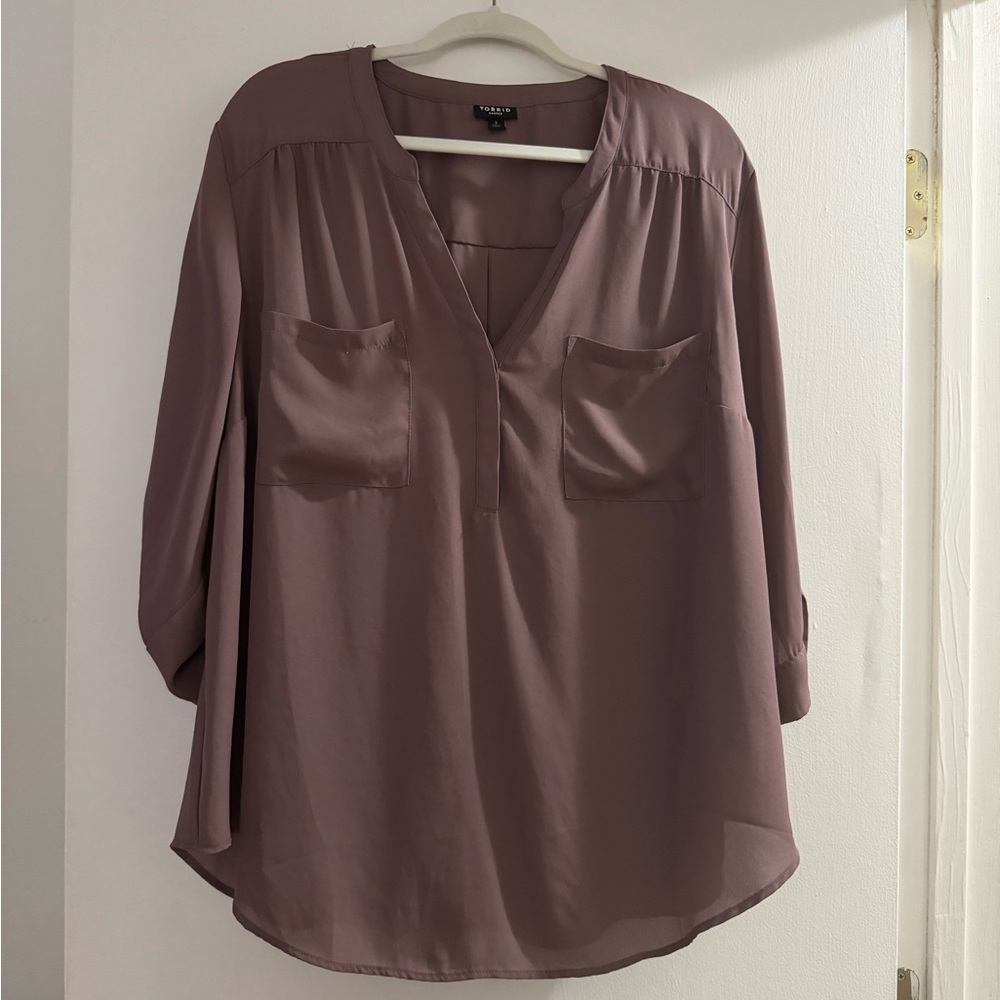 Mauve V-Neck Blouse